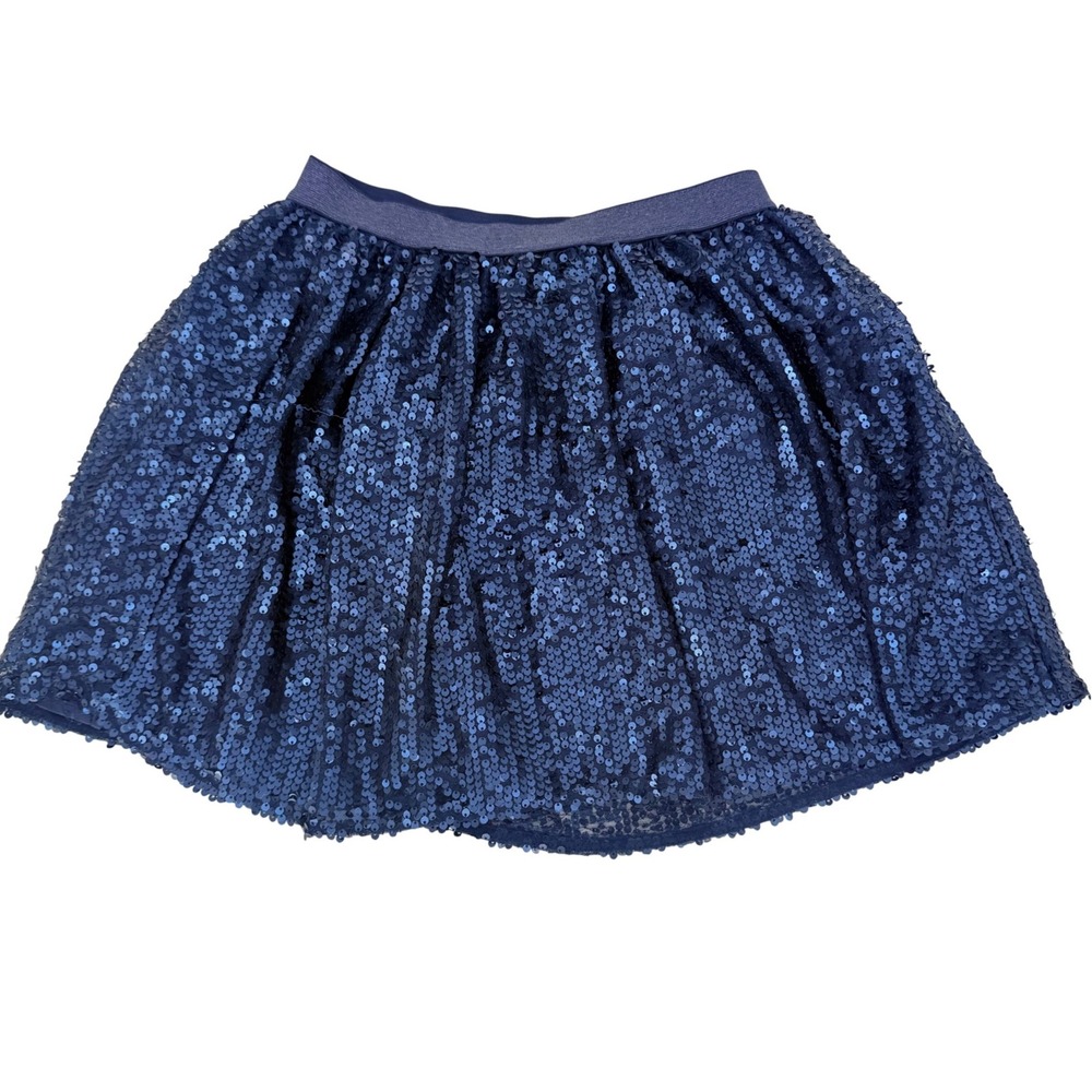 Cat & Jack Girls Navy Blue Sequin Tule Skirt Size L 10/12 Sparkly Party Mini